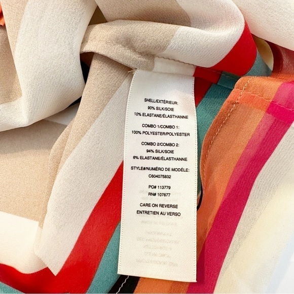 Alice + Olivia Bow Stripe Stretch Silk Top - XS - Picture 5 of 10